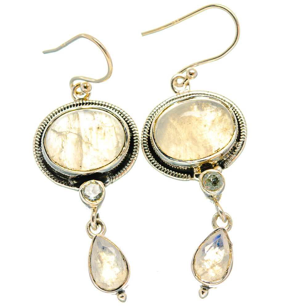 Rainbow Moonstone Earrings handcrafted by Anasilvercos - EARR425435 - Photo 2