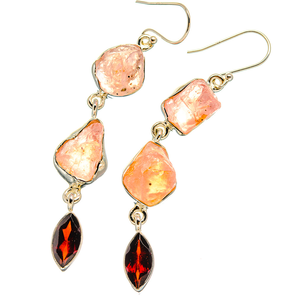 Rose Quartz Earrings handcrafted by Anasilvercos - EARR425436 - Photo 2