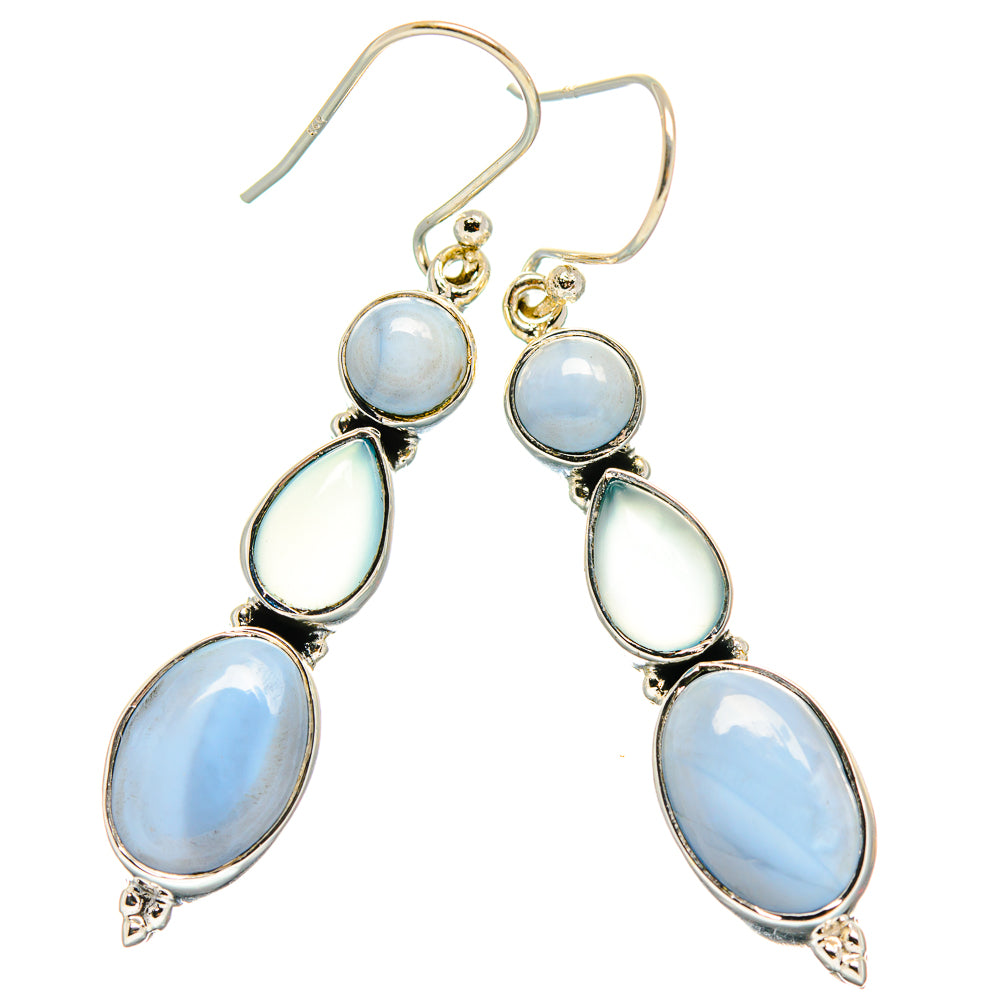 Owyhee Opal, Aqua Chalcedony Earrings handcrafted by Anasilvercos - EARR425440 - Photo 2
