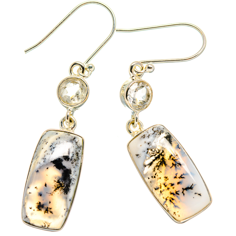 Dendritic Opal, White Quartz Earrings handcrafted by Anasilvercos - EARR425445 - Photo 2