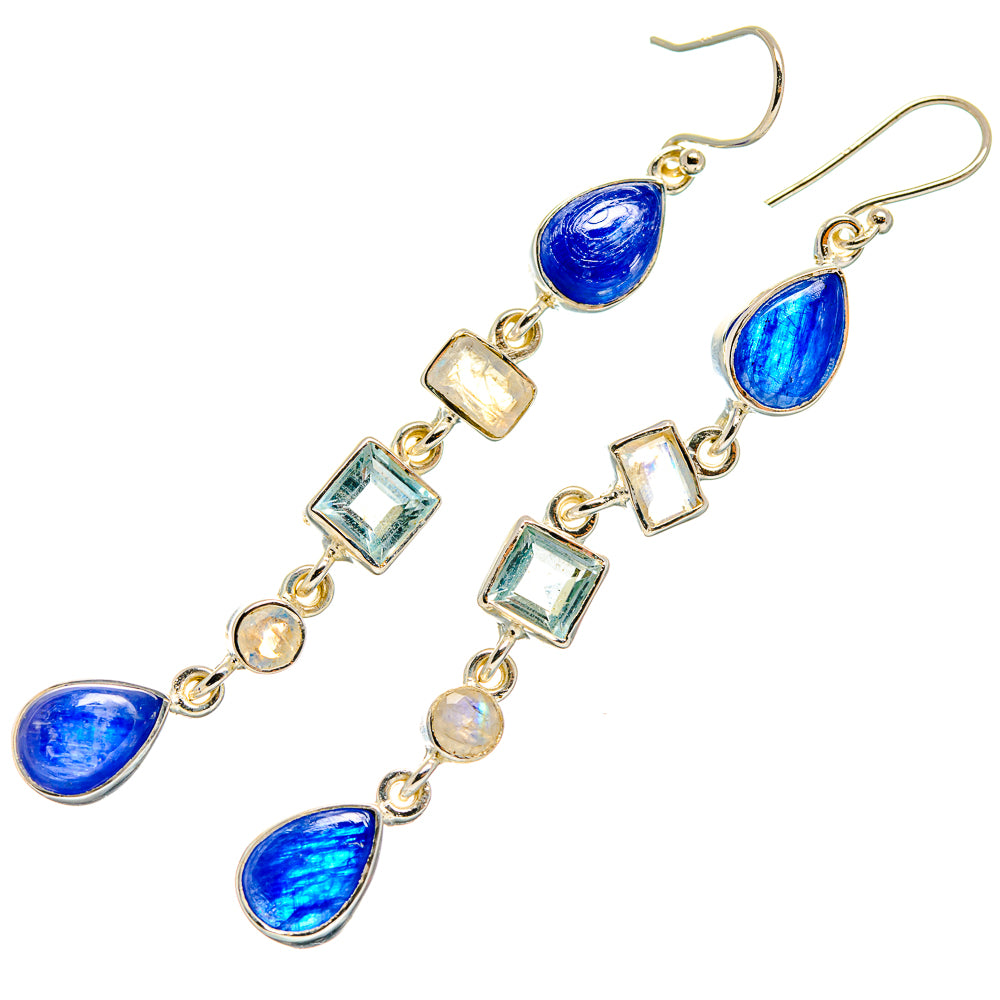 Kyanite, Rainbow Moonstone, Blue Topaz Earrings handcrafted by Anasilvercos - EARR425448 - Photo 2