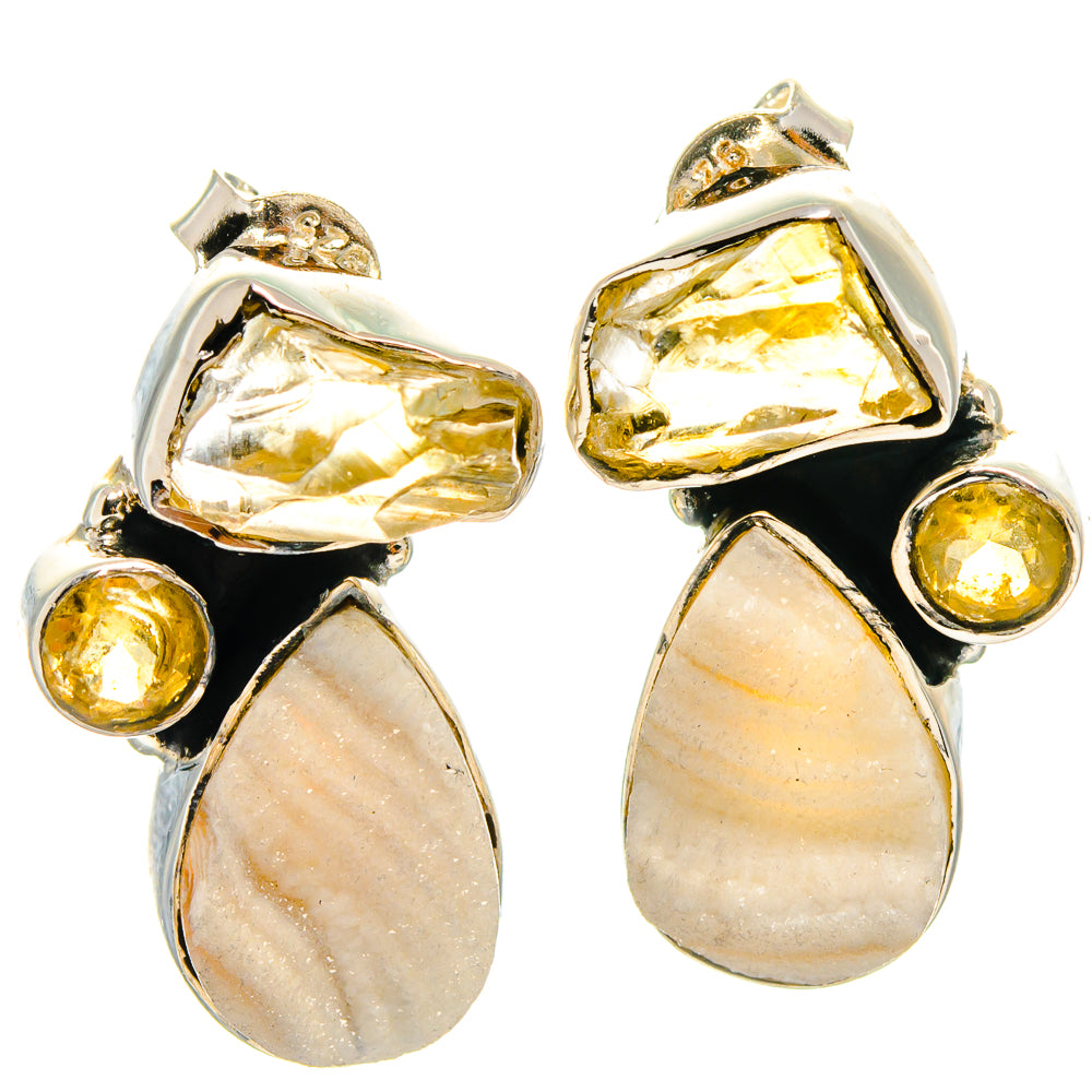 Desert Druzy, Citrine Earrings handcrafted by Anasilvercos - EARR425453 - Photo 2