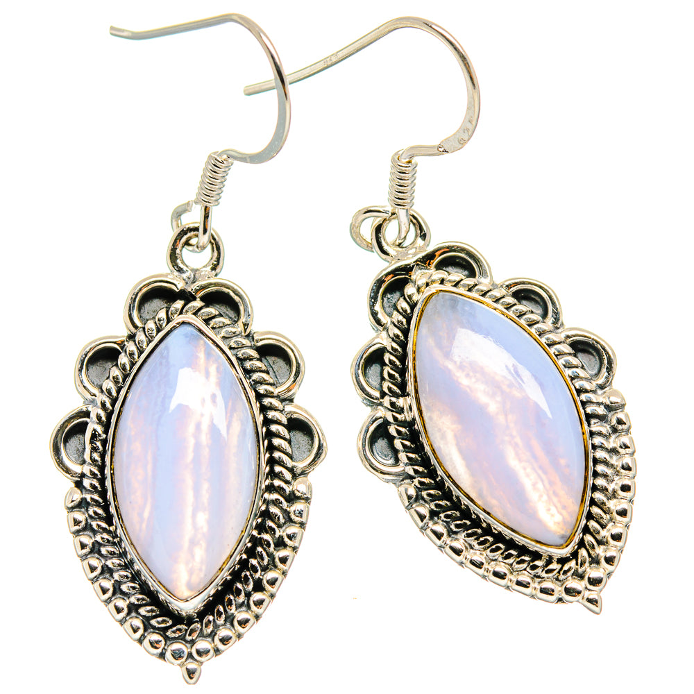 Blue Lace Agate Earrings handcrafted by Anasilvercos - EARR425464 - Photo 2