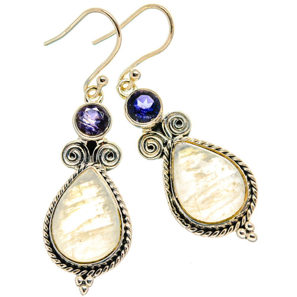 Rainbow Moonstone, Tanzanite Earrings handcrafted by Anasilvercos - EARR425469 - Photo 2