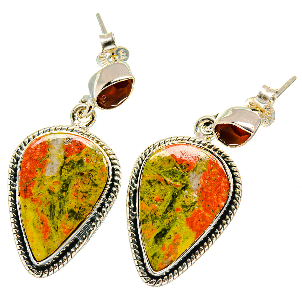 Unakite, Carnelian Earrings handcrafted by Anasilvercos - EARR425470 - Photo 2
