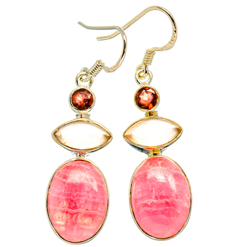 Rhodochrosite, Rose Quartz, Garnet Earrings handcrafted by Anasilvercos - EARR425473 - Photo 2