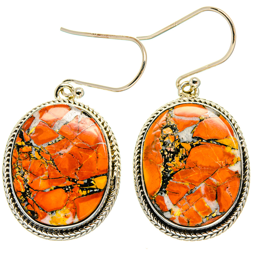 Orange Copper Composite Turquoise Earrings handcrafted by Anasilvercos - EARR425487 - Photo 2