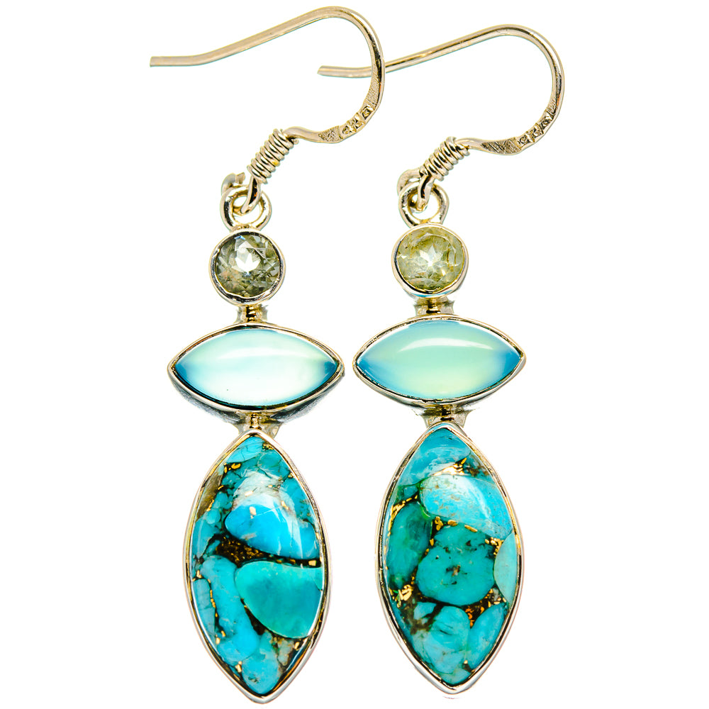 Blue Copper Composite Turquoise Earrings handcrafted by Anasilvercos - EARR425504 - Photo 2