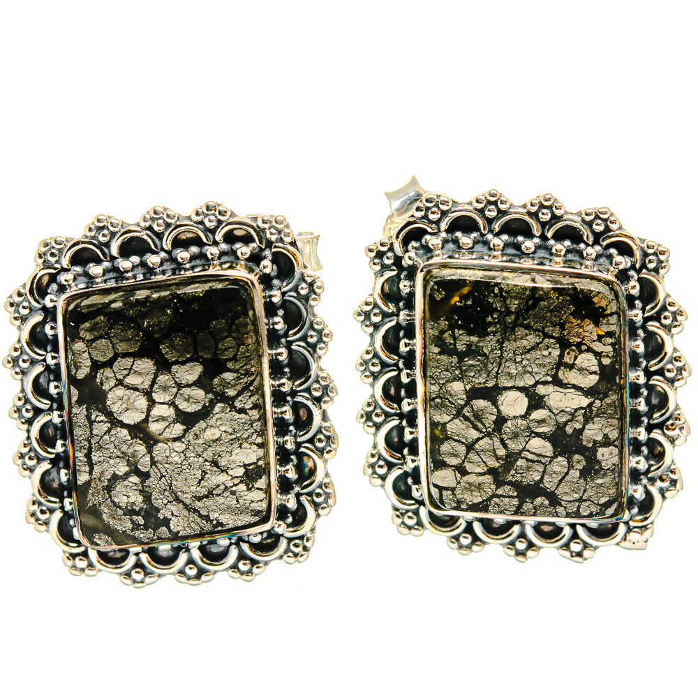 Pyrite Agate Earrings handcrafted by Anasilvercos - EARR425507 - Photo 2