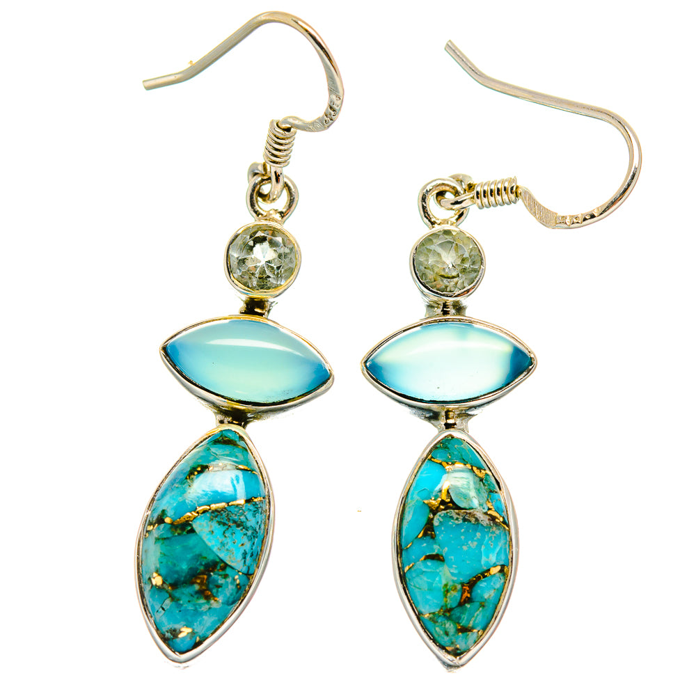 Blue Copper Composite Turquoise Earrings handcrafted by Anasilvercos - EARR425509 - Photo 2