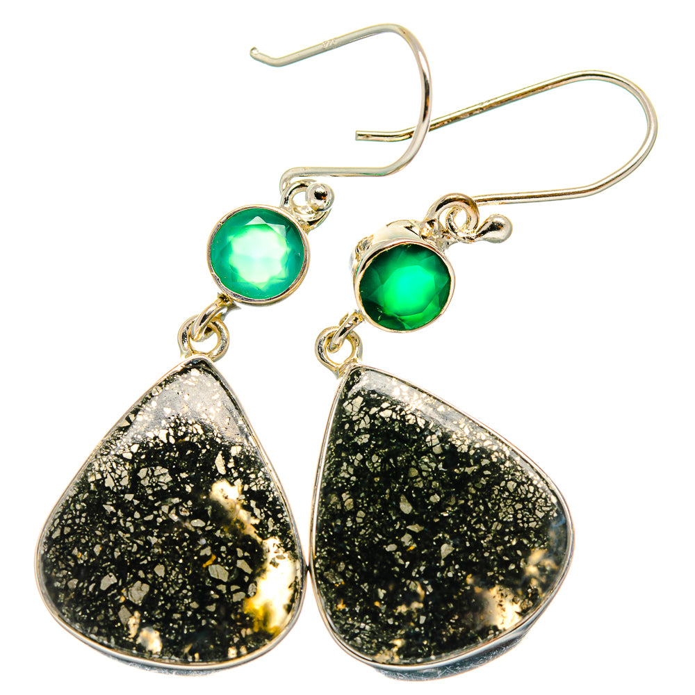 Pyrite Agate Earrings handcrafted by Anasilvercos - EARR425513 - Photo 2
