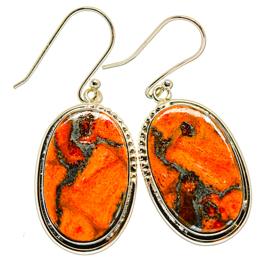 Orange Copper Composite Turquoise Earrings handcrafted by Anasilvercos - EARR425534 - Photo 2