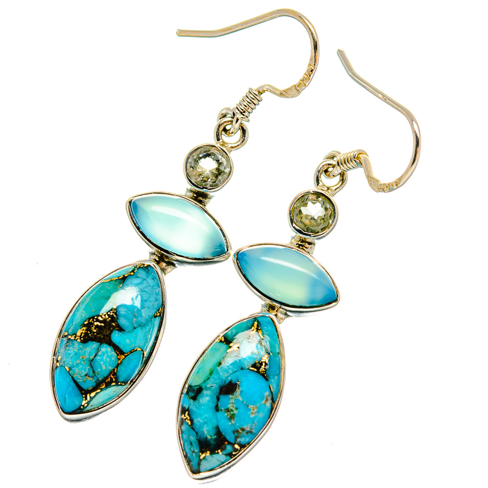 Blue Copper Composite Turquoise Earrings handcrafted by Anasilvercos - EARR425548 - Photo 2