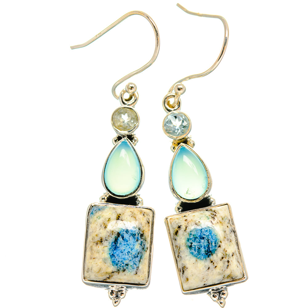 K2 Blue Azurite Earrings handcrafted by Anasilvercos - EARR425555 - Photo 2