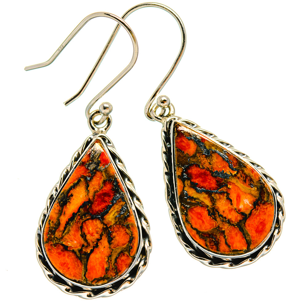 Orange Copper Composite Turquoise Earrings handcrafted by Anasilvercos - EARR425572 - Photo 2