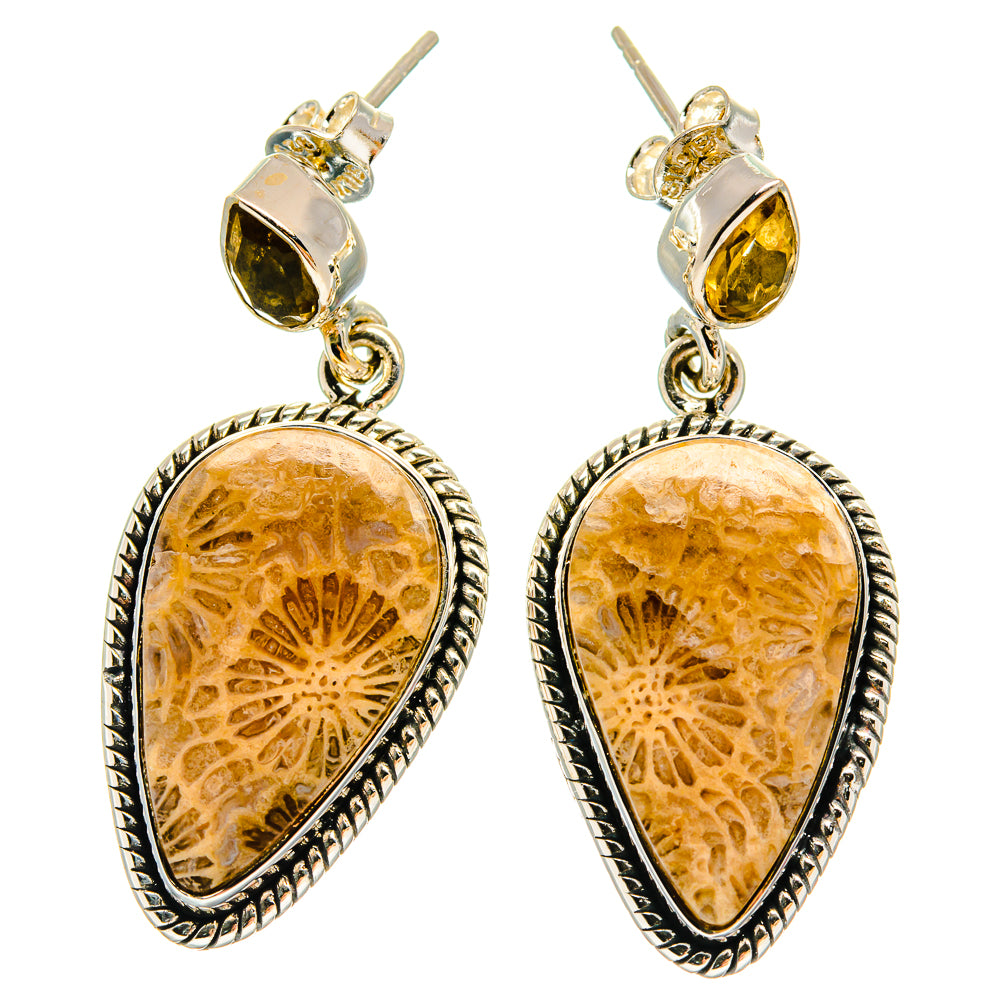 Fossil Coral Earrings handcrafted by Anasilvercos - EARR425575 - Photo 2