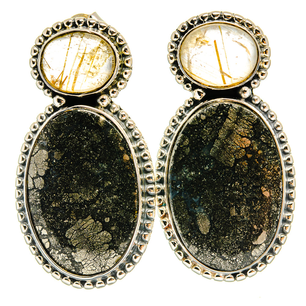 Pyrite Agate Earrings handcrafted by Anasilvercos - EARR425580 - Photo 2
