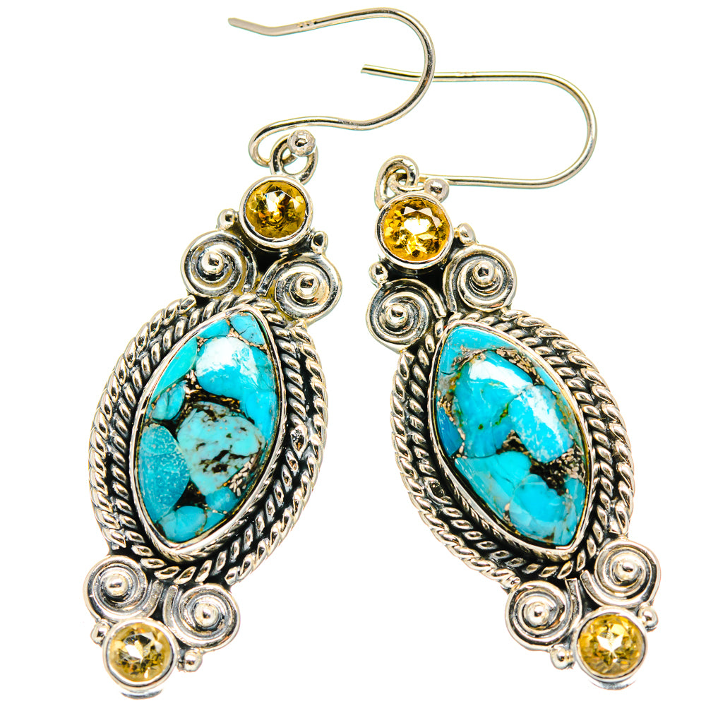Blue Copper Composite Turquoise Earrings handcrafted by Anasilvercos - EARR425589 - Photo 2