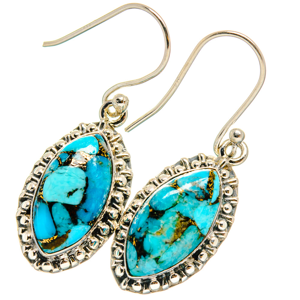 Blue Copper Composite Turquoise Earrings handcrafted by Anasilvercos - EARR425637 - Photo 2