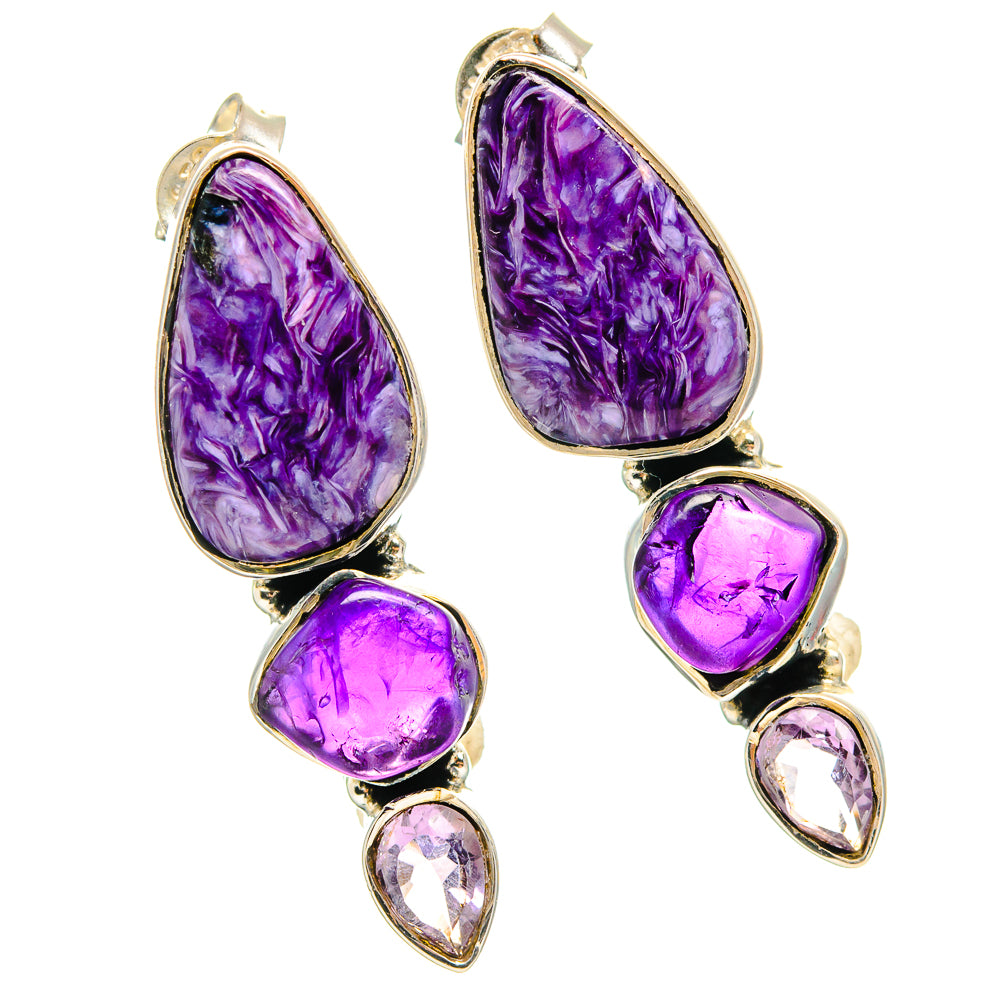 Charoite Earrings handcrafted by Anasilvercos - EARR425651 - Photo 2