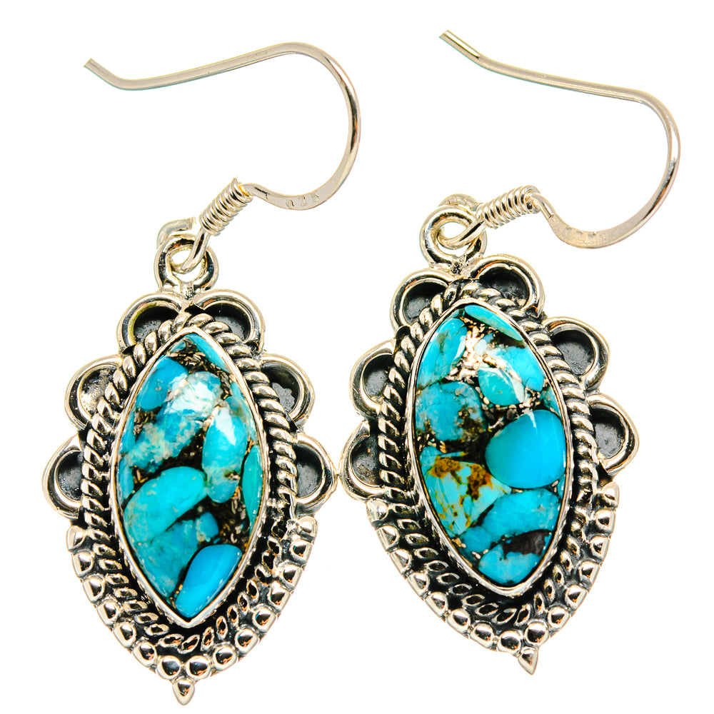 Blue Copper Composite Turquoise Earrings handcrafted by Anasilvercos - EARR425677 - Photo 2