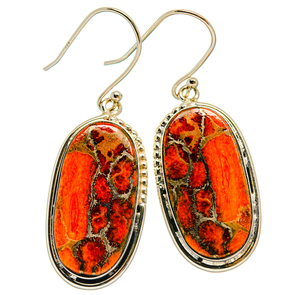 Orange Copper Composite Turquoise Earrings handcrafted by Anasilvercos - EARR425679 - Photo 2