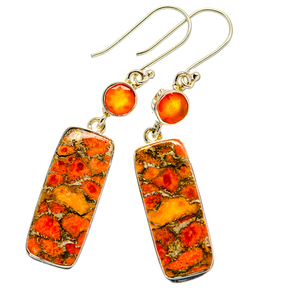 Orange Copper Composite Turquoise Earrings handcrafted by Anasilvercos - EARR425700 - Photo 2