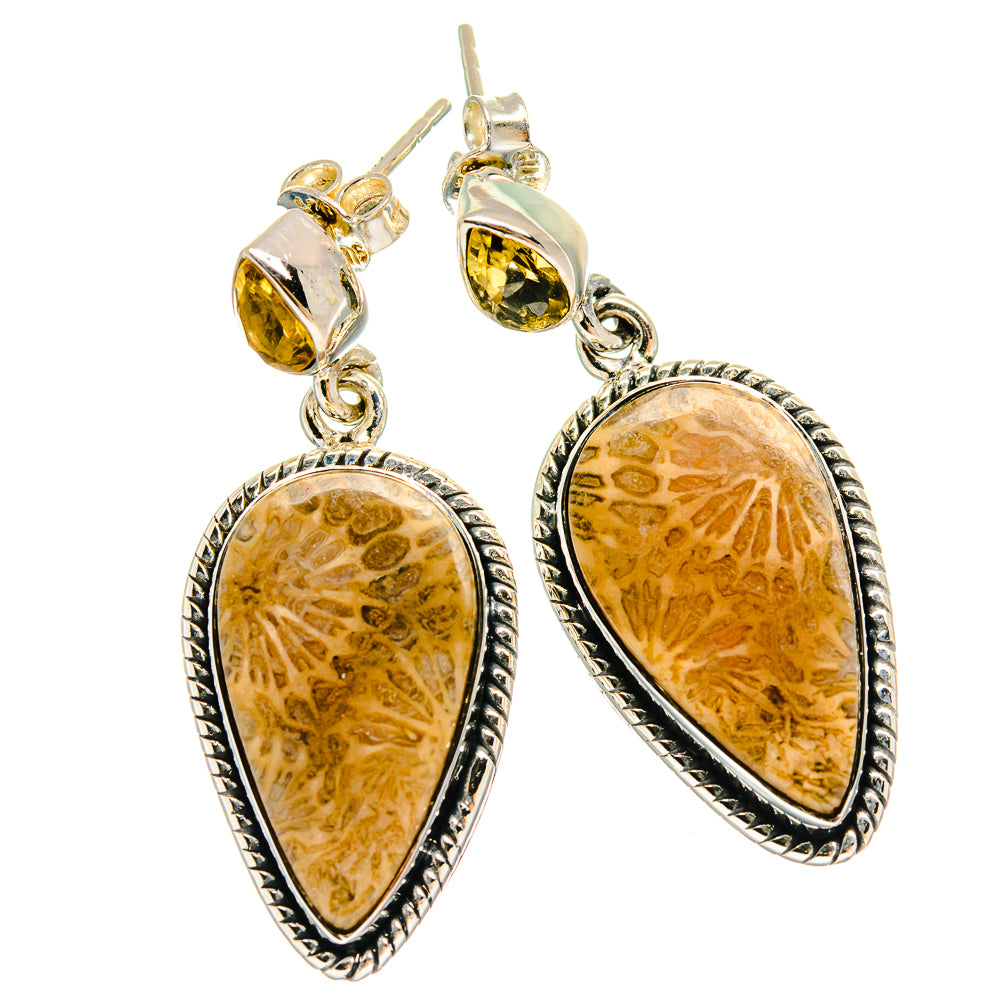 Fossil Coral Earrings handcrafted by Anasilvercos - EARR425718 - Photo 2
