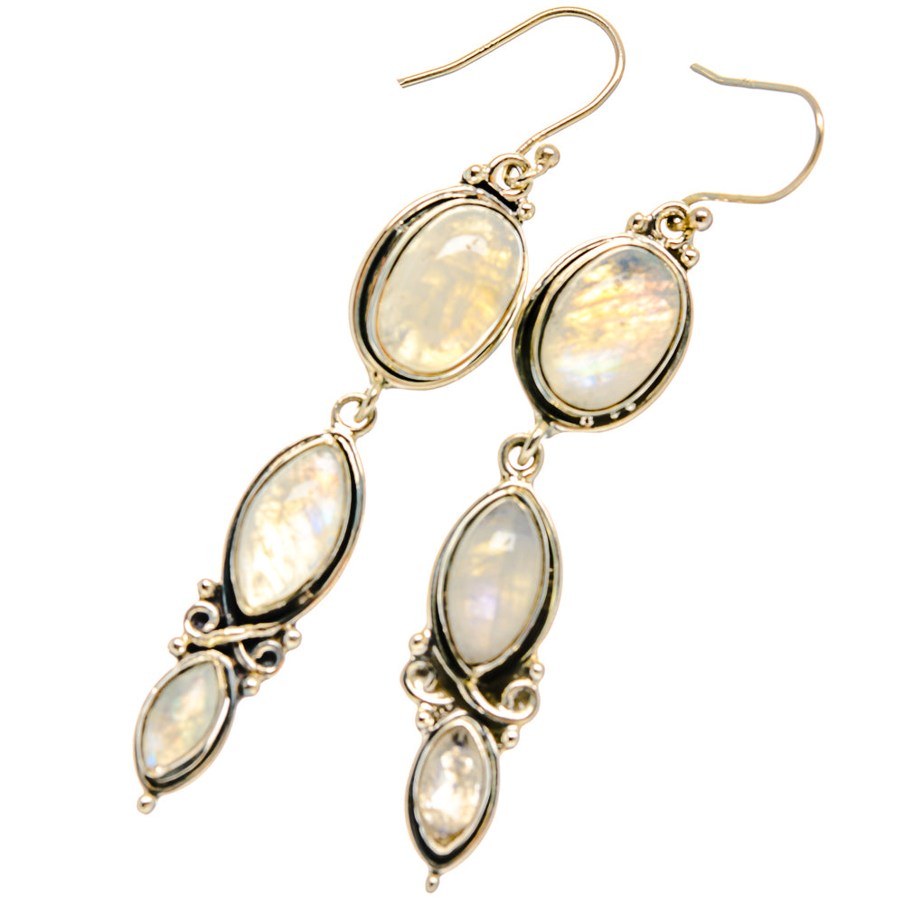 Rainbow Moonstone Earrings handcrafted by Anasilvercos - EARR425736 - Photo 2