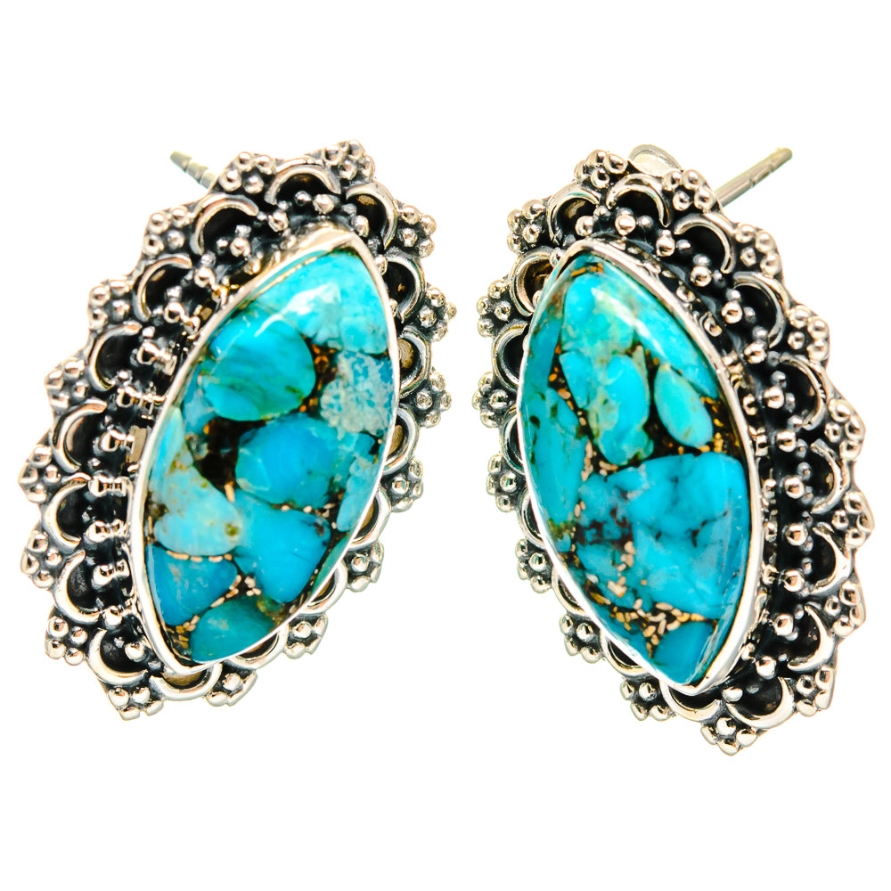 Blue Copper Composite Turquoise Earrings handcrafted by Anasilvercos - EARR425753 - Photo 2
