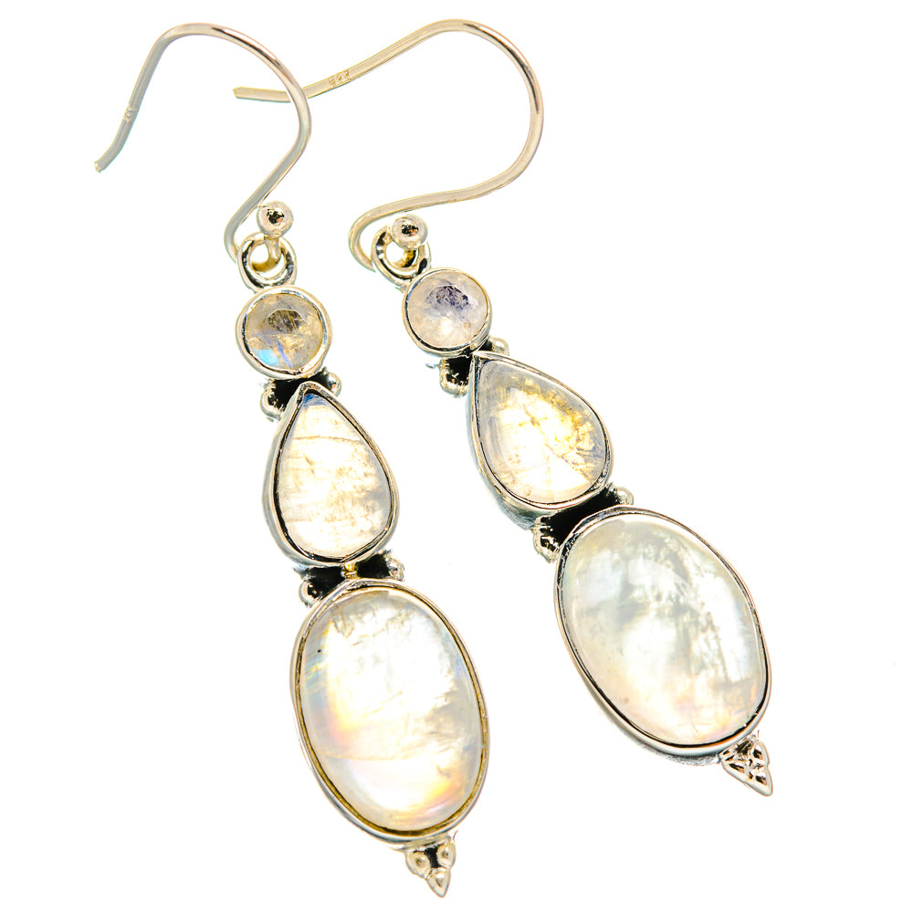 Rainbow Moonstone Earrings handcrafted by Anasilvercos - EARR425777 - Photo 2