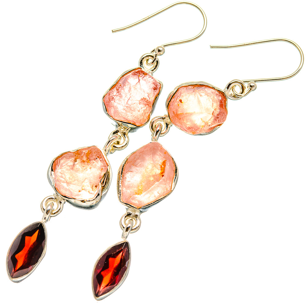 Rose Quartz Earrings handcrafted by Anasilvercos - EARR425786 - Photo 2
