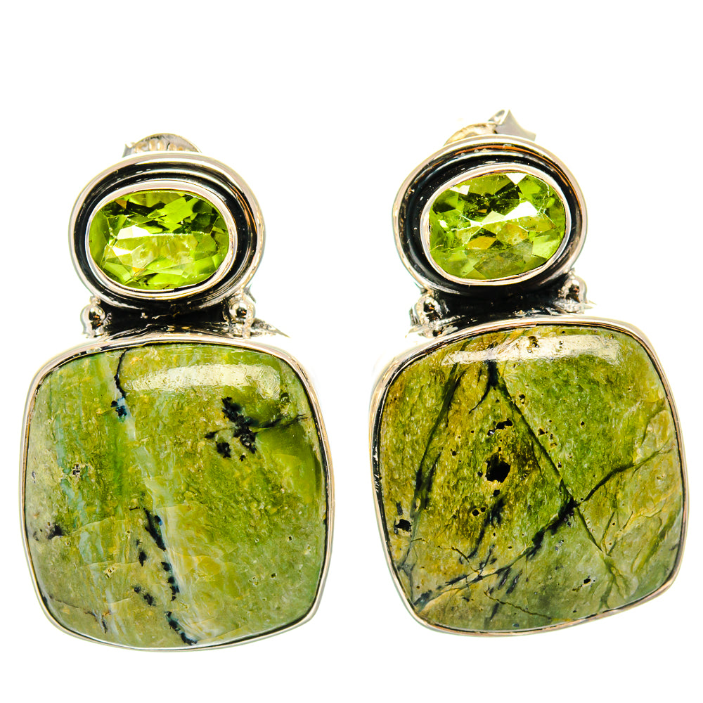 African Green Opal Earrings handcrafted by Anasilvercos - EARR425800 - Photo 2