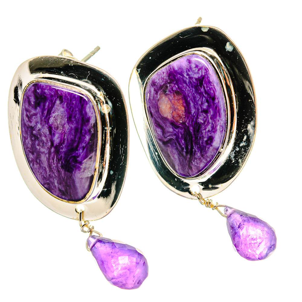 Charoite Earrings handcrafted by Anasilvercos - EARR425824 - Photo 2