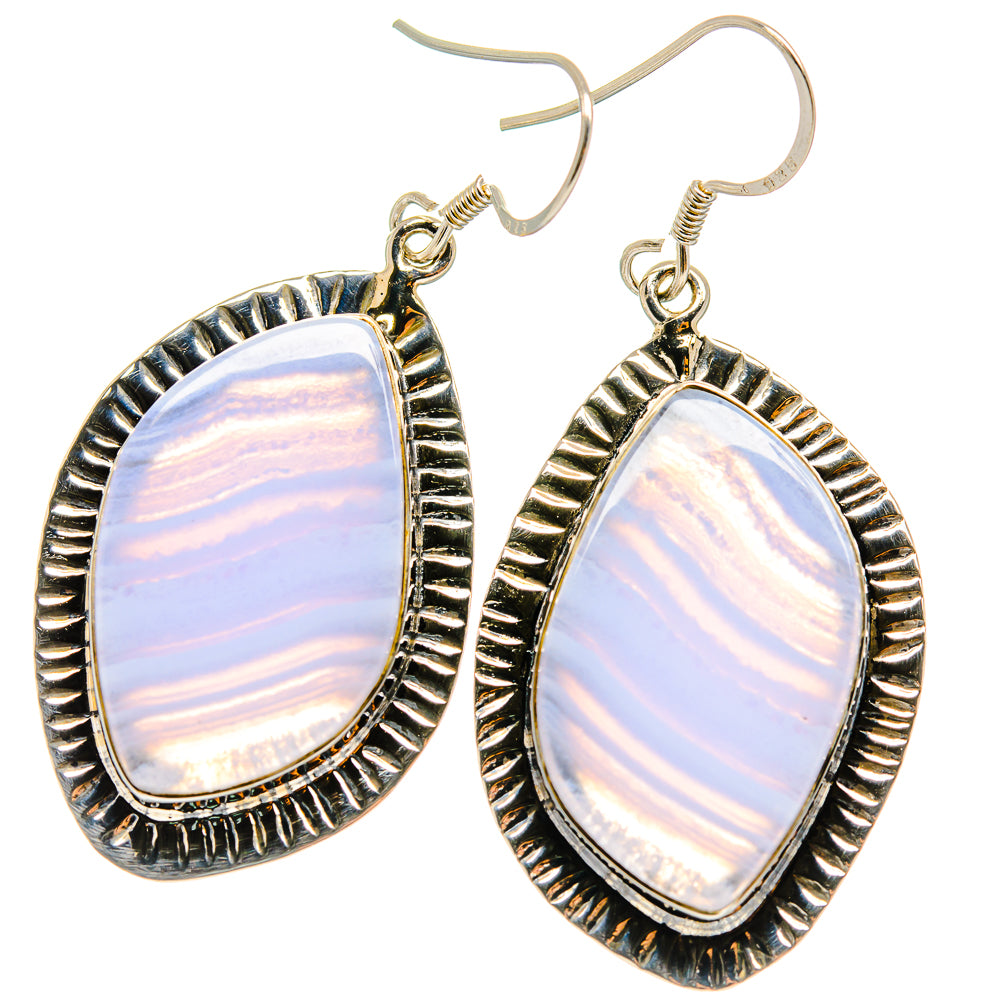 Blue Lace Agate Earrings handcrafted by Anasilvercos - EARR425830 - Photo 2