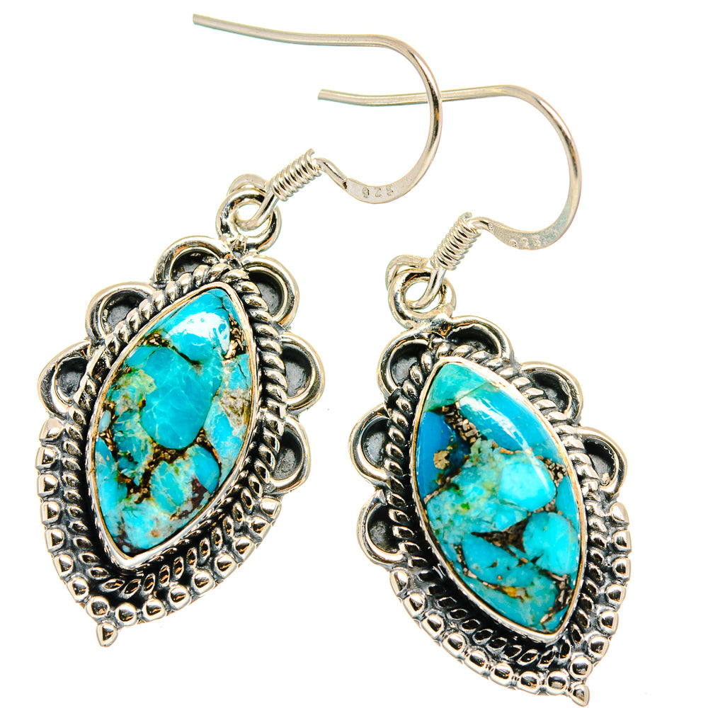 Blue Copper Composite Turquoise Earrings handcrafted by Anasilvercos - EARR425870 - Photo 2