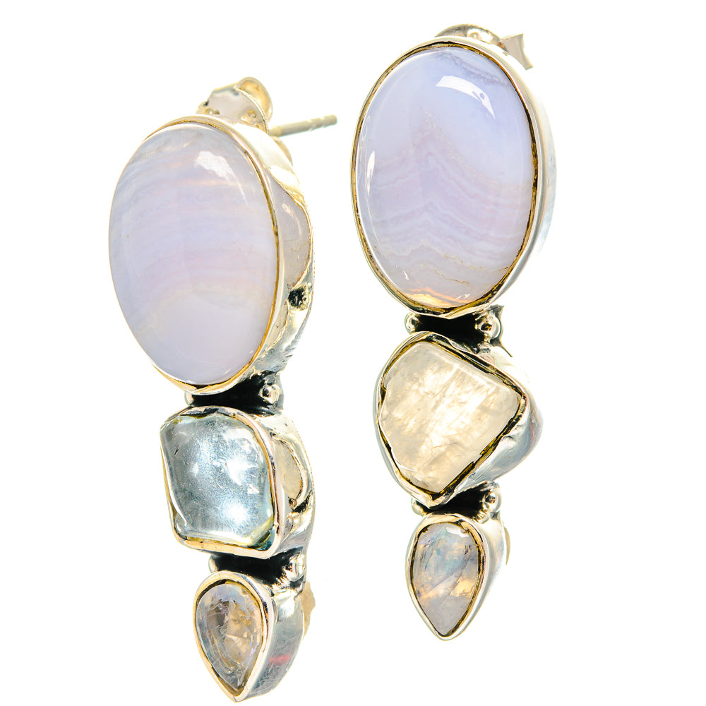 Blue Lace Agate Earrings handcrafted by Anasilvercos - EARR425879 - Photo 2