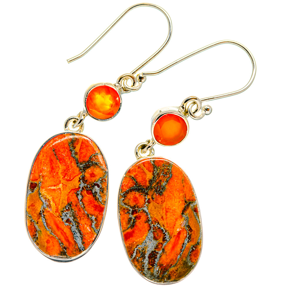 Orange Copper Composite Turquoise Earrings handcrafted by Anasilvercos - EARR425880 - Photo 2