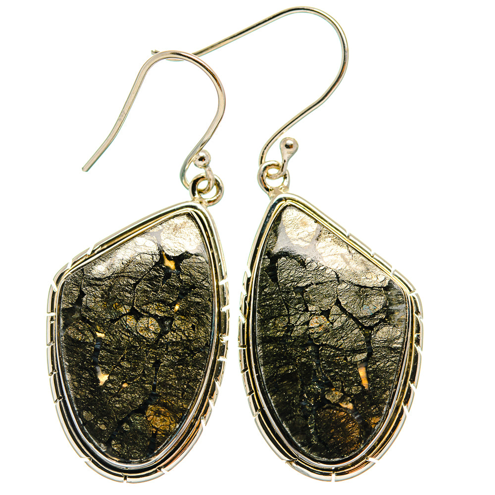 Pyrite Agate Earrings handcrafted by Anasilvercos - EARR425881 - Photo 2