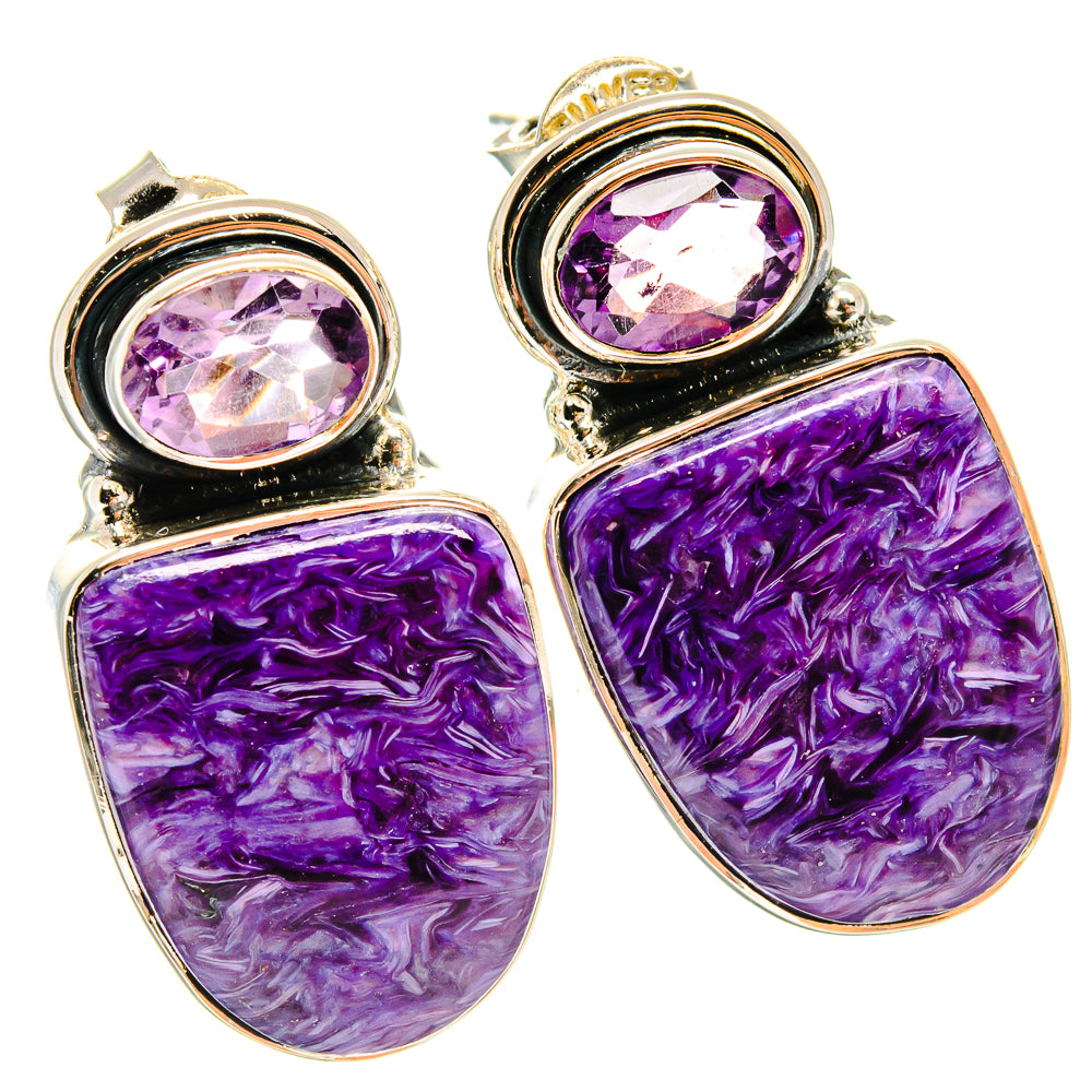 Charoite Earrings handcrafted by Anasilvercos - EARR425888 - Photo 2