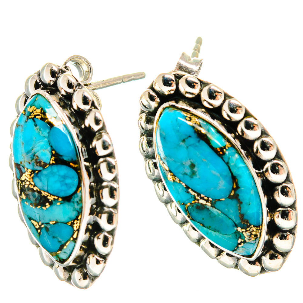 Blue Copper Composite Turquoise Earrings handcrafted by Anasilvercos - EARR425889 - Photo 2
