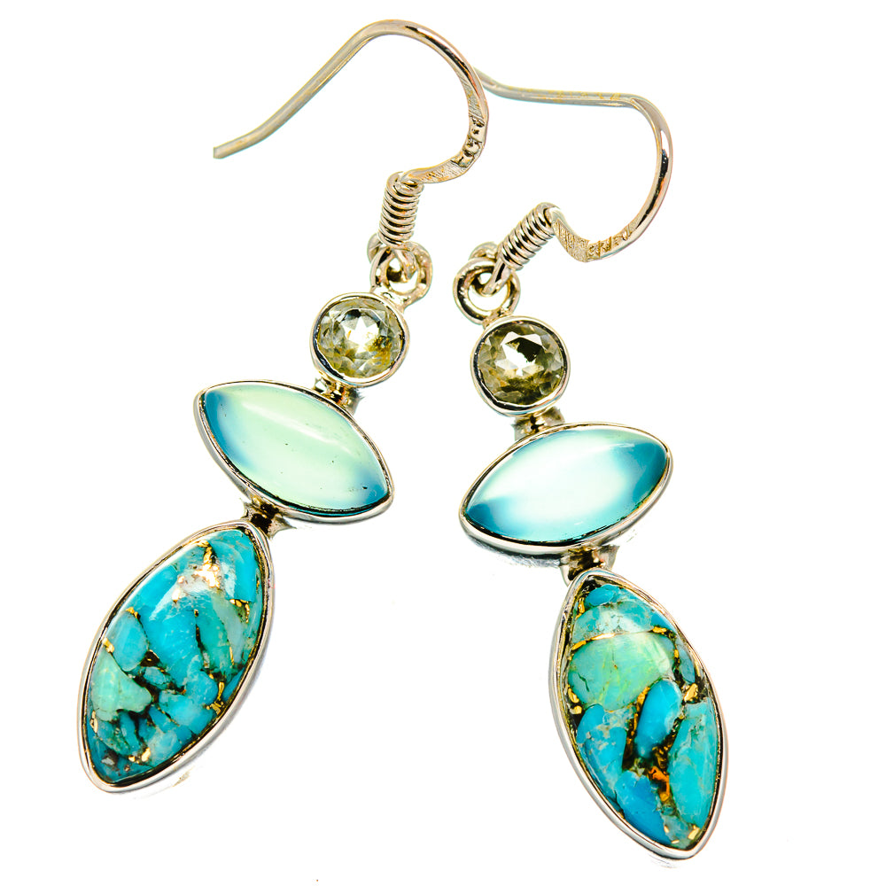 Blue Copper Composite Turquoise Earrings handcrafted by Anasilvercos - EARR425891 - Photo 2