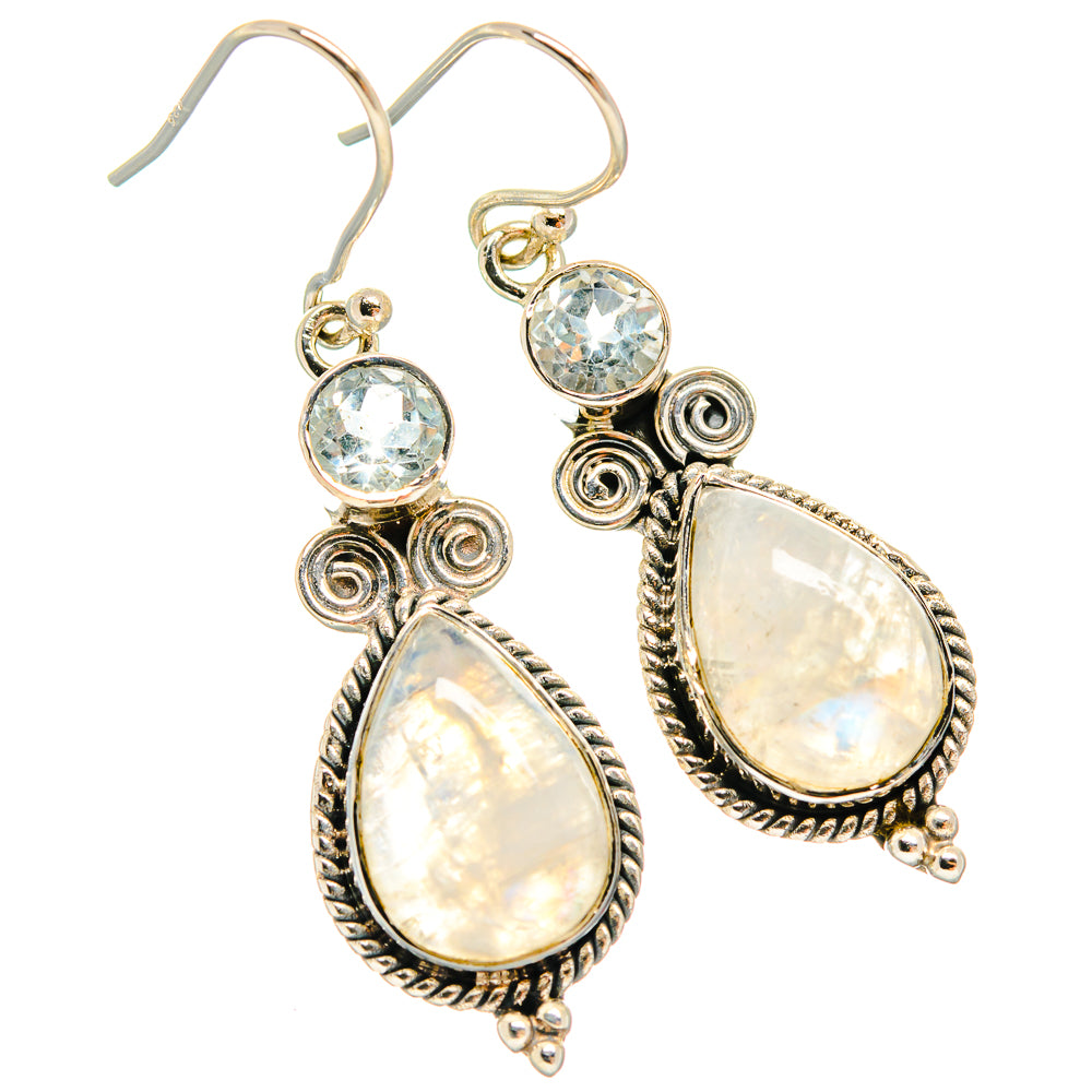 Rainbow Moonstone Earrings handcrafted by Anasilvercos - EARR425902 - Photo 2