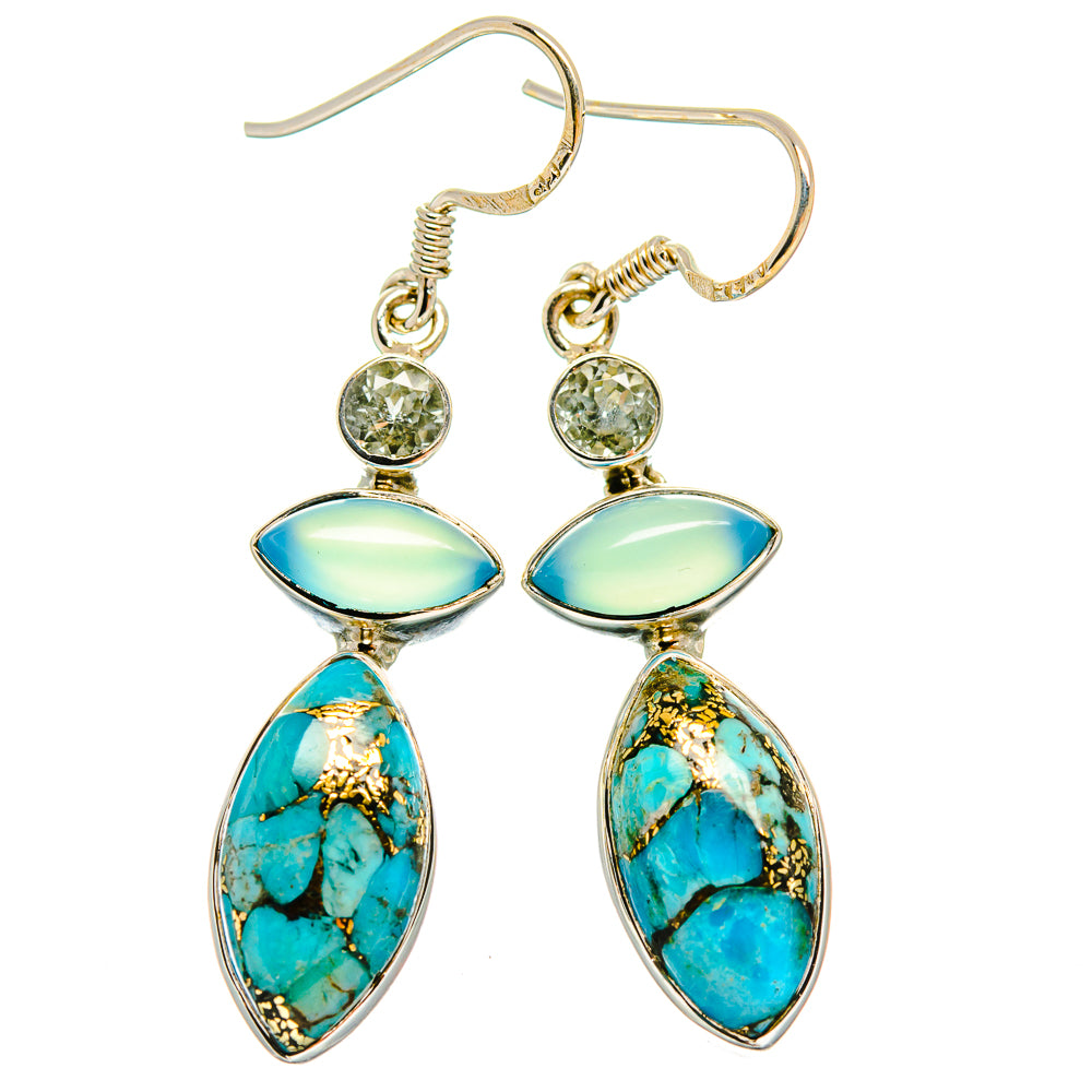 Blue Copper Composite Turquoise Earrings handcrafted by Anasilvercos - EARR425908 - Photo 2