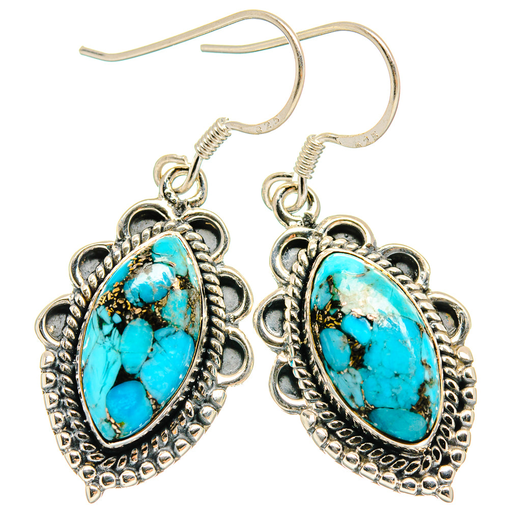 Blue Copper Composite Turquoise Earrings handcrafted by Anasilvercos - EARR425929 - Photo 2