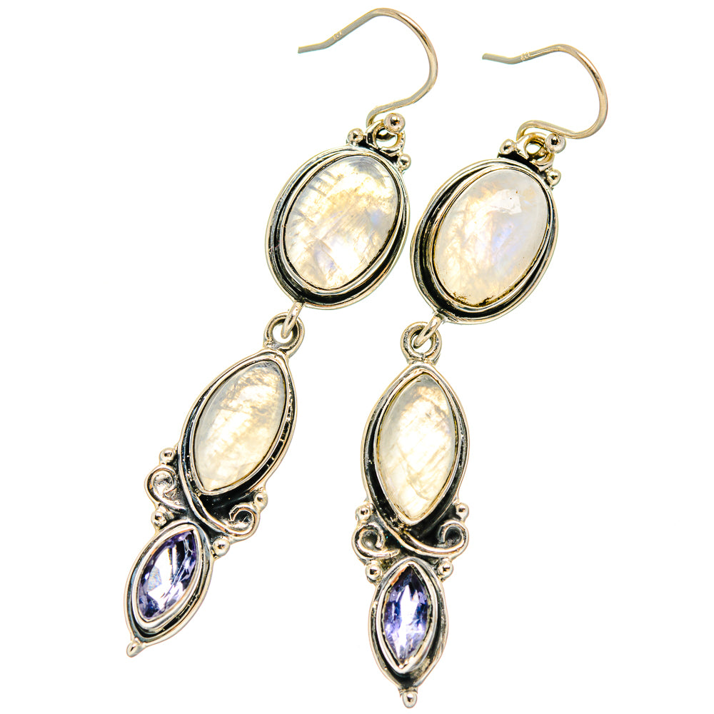 Rainbow Moonstone Earrings handcrafted by Anasilvercos - EARR425932 - Photo 2