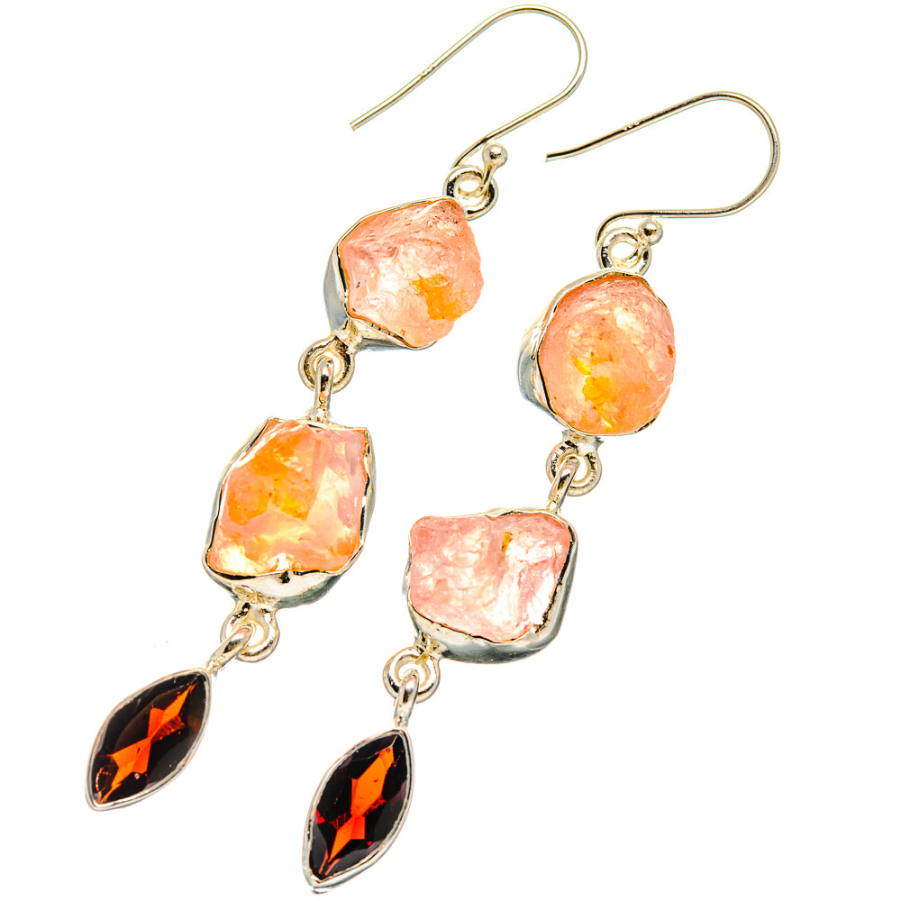 Rose Quartz Earrings handcrafted by Anasilvercos - EARR425934 - Photo 2