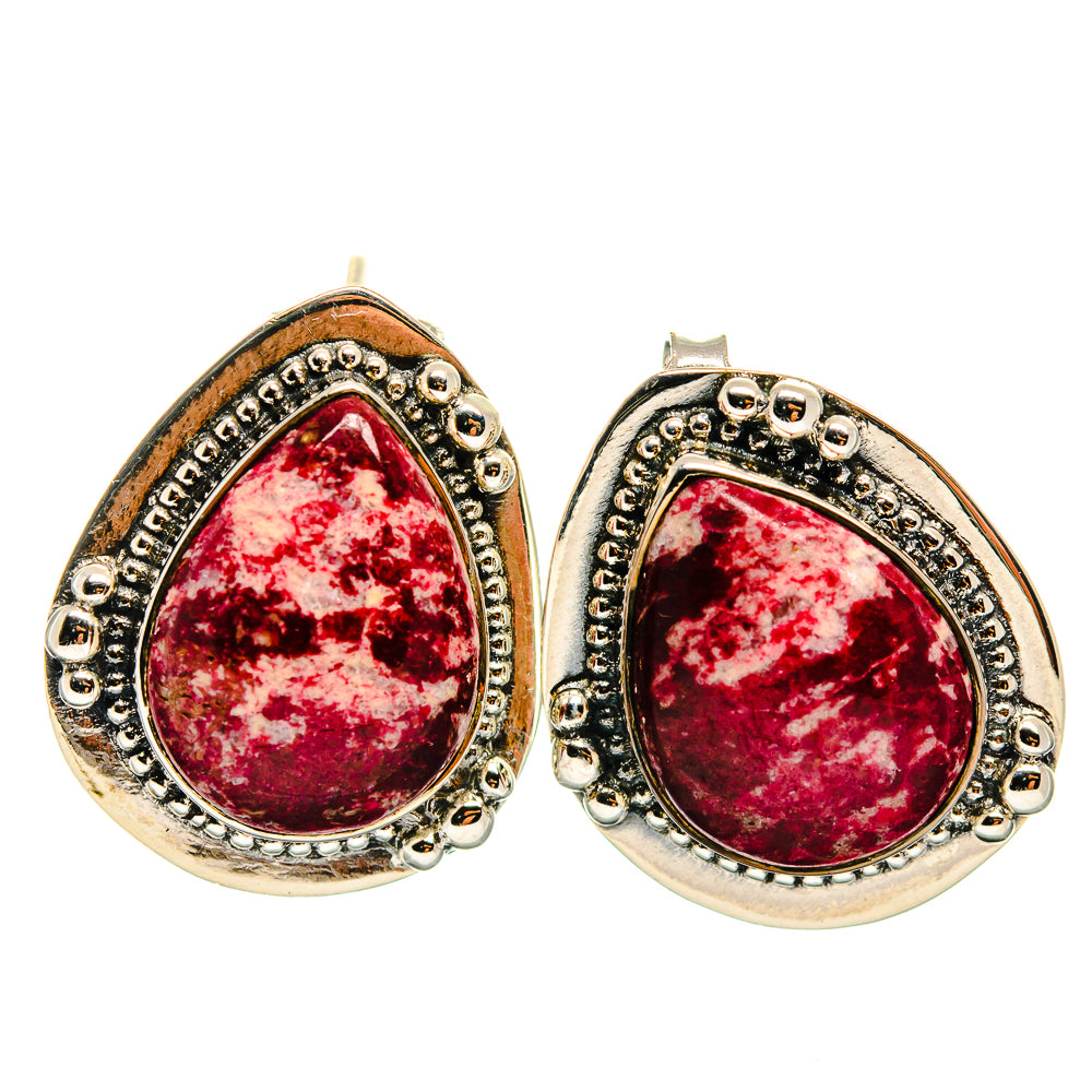 Thulite Earrings handcrafted by Anasilvercos - EARR425953 - Photo 2