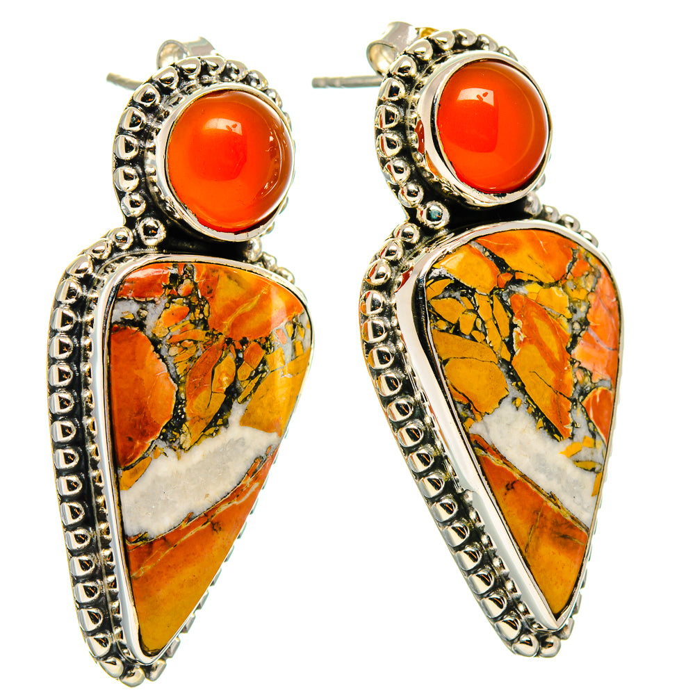 Orange Copper Composite Turquoise Earrings handcrafted by Anasilvercos - EARR425974 - Photo 2