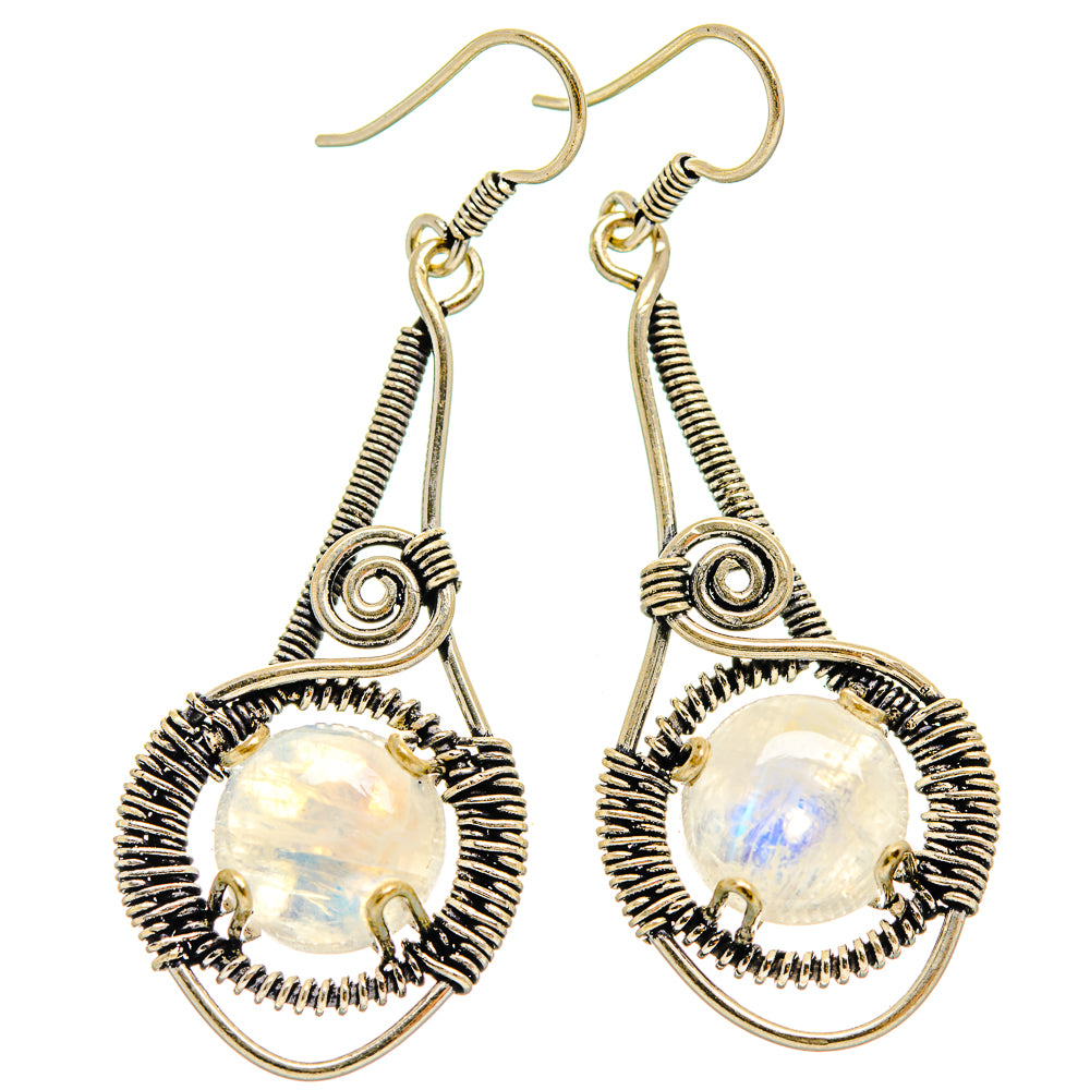 Rainbow Moonstone Earrings handcrafted by Anasilvercos - EARR425981 - Photo 2